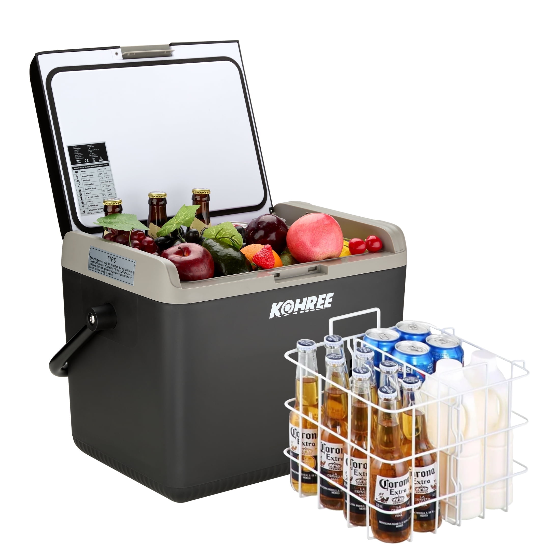 Kohree 12Volt Portable Refrigerator, 19QT (18L) Car Fridge DC & AC, -4℉~68℉, Freezer Fridge Cooler with Large Handle for RV, Travel, Truck, Camping, Black