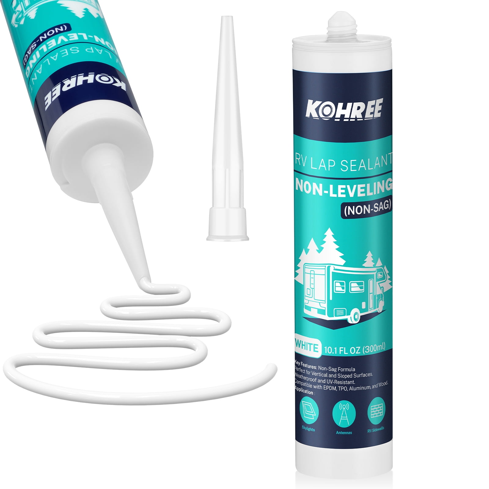 Kohree Non-Leveling RV Roof Sealant 1 Pack, White Non-Sag Lap