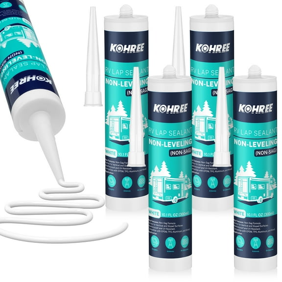 Kohree Non-Leveling RV Roof Sealant 4 Pack,White Non-Sag Lap Sealant for RV Roof Repair,Maintenance,Camper & Trailer