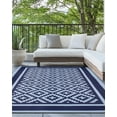 thumbnail image 1 of Kohree Outdoor Plastic Straw Rug 9'x12' ,Waterproof Mat with 4 Corner Loops Indoor Outdoor for RV, Camping, Deck ,Balcony-Blue & Light Blue, 1 of 7