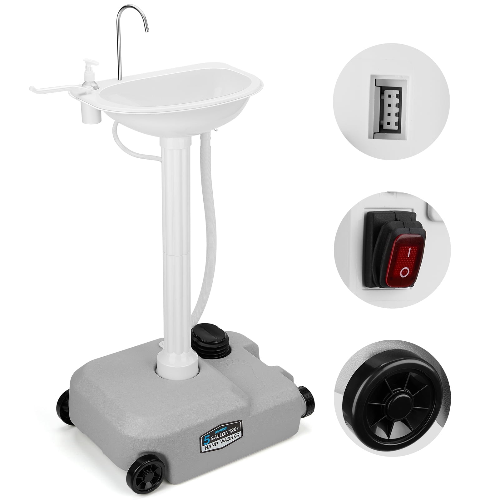 Kohree Portable Sink Hand Wash Station with Electric Pump- 19L Capacity ...