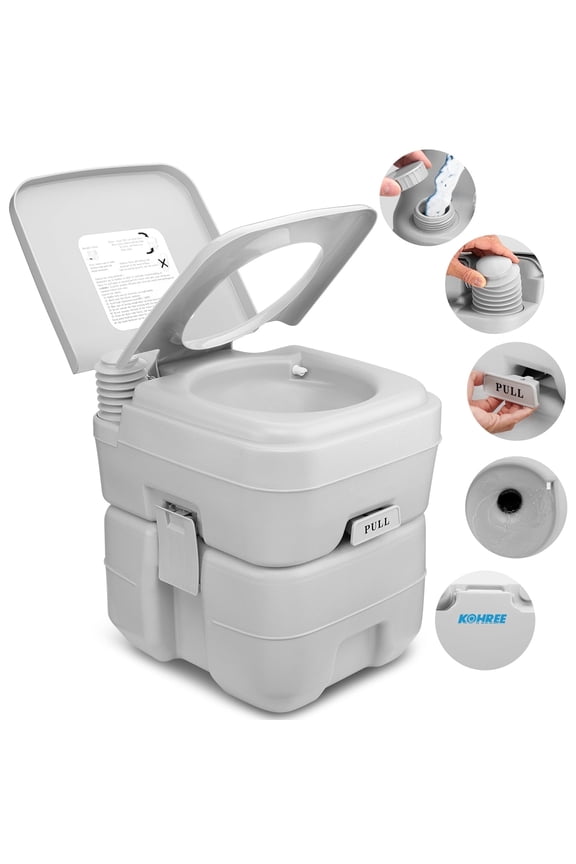 Portable Travel Toilet 5.3 Gallon 20L Camping Commode Potty for RV Camping, Boating, Hiking