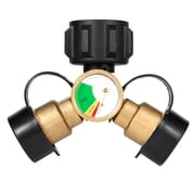Kohree 2-Way Brass Dual Propane Tank Y-Splitter Adapter with Gauge for 20lb Cylinder and RV Hose