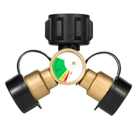 Kohree Propane Splitter, Y Splitter Adapter with Gauge, 2 Way LP Gas for 20lb Propane Cylinder,RV