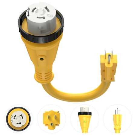 Kohree RV Adapter Plug 50 Amp to 15 Amp 110V, 12" 15 Amp Male to 50 Amp Female RV Power Adapter Cord with Twist Lock Plug & LED Indicator