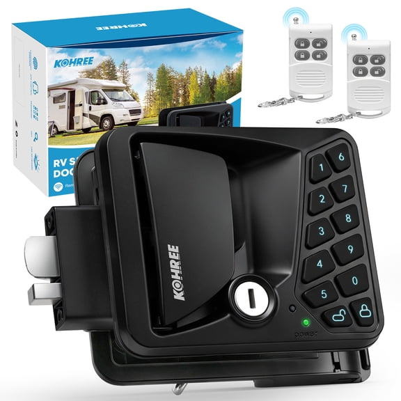 Kohree RV Door Lock Keyless Entry, RV Door Locks Replacement with Keypad and Remote for Trailer Camper RV Travel Trailer Door Latch