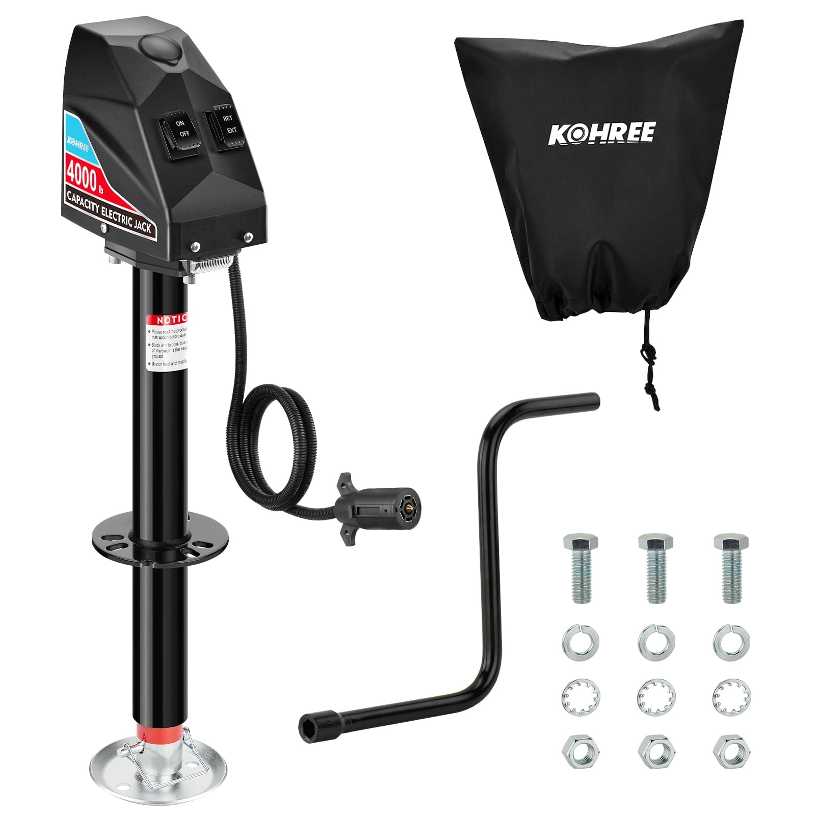 Electric Rv Rear Jack Kohree RV Electric Trailer Jack 4000lbs with 7-Way Connector,Heavy Duty ...