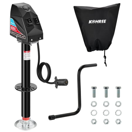 Kohree RV Electric Trailer Jack 4000lbs with 7-Way Connector,Heavy Duty RV Electric Tongue Jack with Cover for Travel Trailer A-Frame Camper,22" Lift