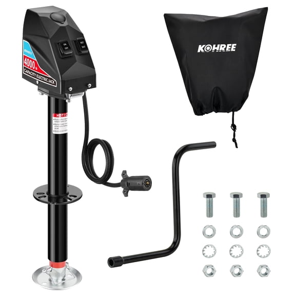 Kohree RV Electric Trailer Jack 4000lbs with 7-Way Connector,Heavy Duty RV Electric Tongue Jack with Cover for Travel Trailer A-Frame Camper,22" Lift