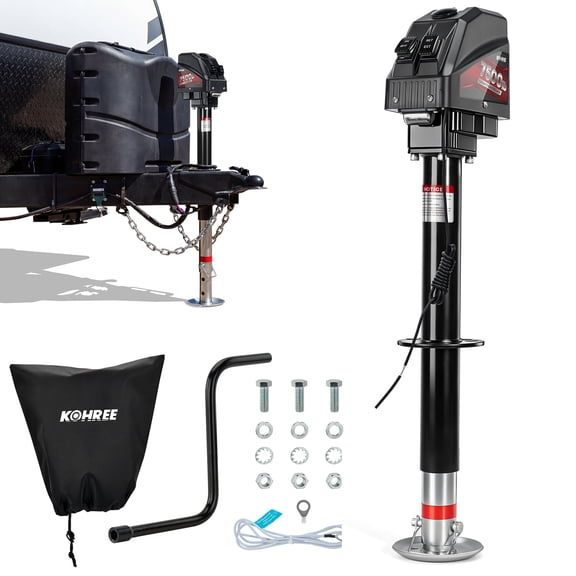 Kohree Electric Trailer Jack 7500lbs,Heavy Duty RV Electric Tongue Jack with Weatherproof Cover & Manual Crank Handle & Wiring for Travel Trailer A-Frame Camper,22" Lift