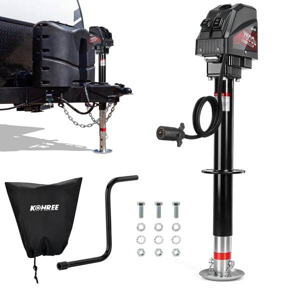 Kohree Electric Trailer Jack 7500lbs with 7 Way Plug,Heavy Duty RV Electric Tongue Jack with Weatherproof Cover & Manual Crank Handle for Travel Trailer A-Frame Camper,22" Lift