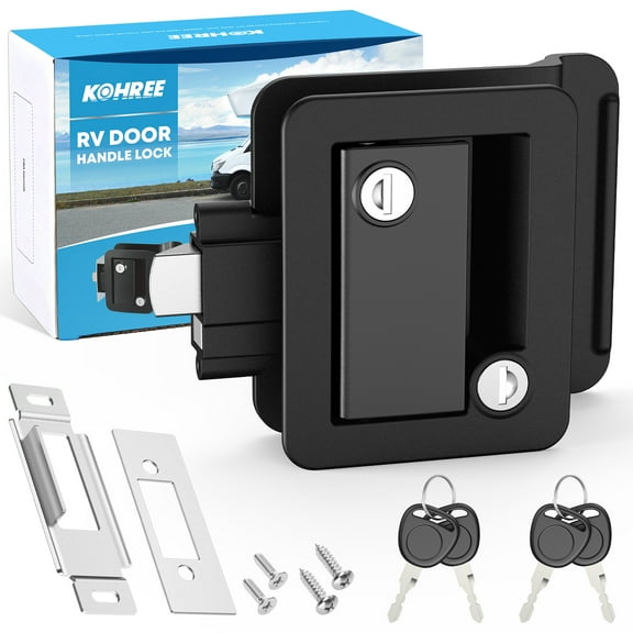 Kohree RV Entry Door Lock with Paddle Deadbolt Zinc Alloy for Travel Camper Trailer, Black