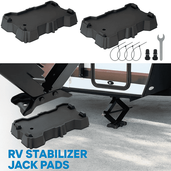 Kohree 2 Pack RV Stabilizer Jack Pads, 10000 lbs Load Capacity,RV Leveling Scissor Jack Block for Travel Trailer Camper 5th Wheels, 9.9x5.5 inch, Black