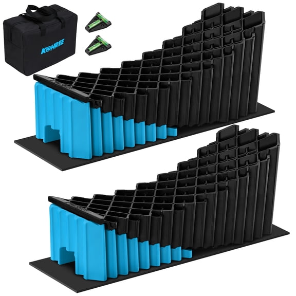Kohree RV Leveling Blocks 5 inch,Upgraded Up to 50000 LBS, 2 Pack Camper Leveling Blocks with Chocks, Anti-Slip Mats, Carry Bag for Travel Trailers