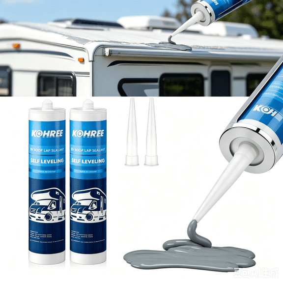 Kohree RV Roof Sealant,Self-Leveling Lap Sealant Waterproof ,RV Caulking for Roofing,RV Trailers Campers Repair - 2 Pack,10.1 Fl OZ,Gray