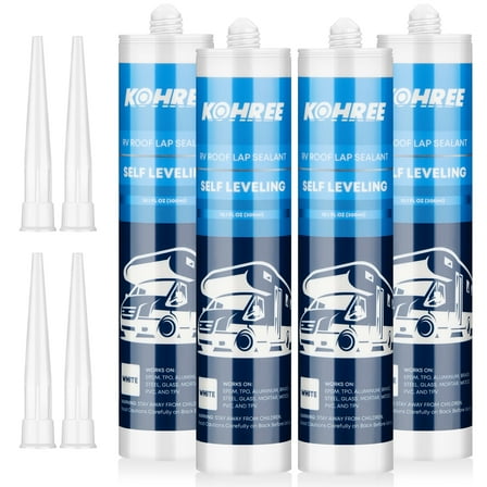 Kohree RV Roof Sealant , White Self-Leveling Lap Sealant for RV Home Repair - 4 Pack,10.1 Fl OZ