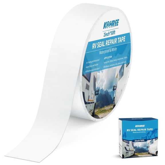 Kohree RV Sealant Tape, 2 Inch x 50 Foot RV Roof Tape White Waterproof Seal Tape UV & Weatherproof Sealant Roofing Tape for RV Repair, Window, Boat Sealing, Truck Stop Camper Roof Leaks