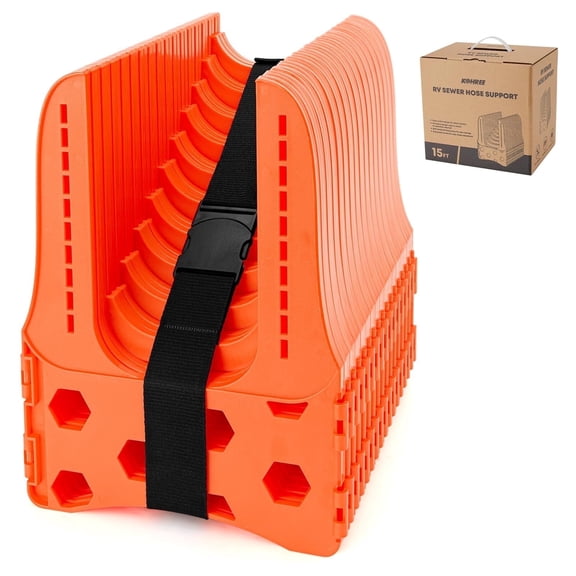 Kohree RV Sewer Hose Support,Heavy-Duty with Height Adjustable for Campers,Orange - 15-Foot