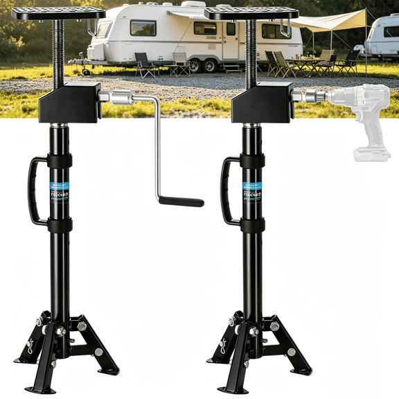Kohree 2 Pack Tripod Stand RV Slide Out Supports Jack with Handle &Flat Top, 7500 lbs RV Stabilizer Jacks,Adjust 20"-49" for RV Camper 5th Wheel