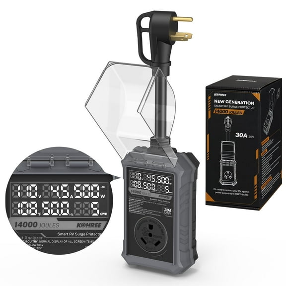 Kohree RV Surge Protector 30 Amp, 125V 14000 Joules RV Circuit Analyzer with High/Low Voltage Protection for Camper Travel Trailers
