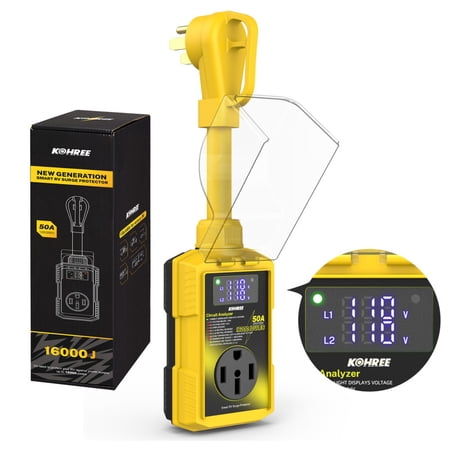 Kohree 50 Amp RV Surge Protector 16,000 Joules with Auto High/Low Voltage Protection, Circuit Analyzer LED Display Waterproof for Camper Travel Trailer price history and forecast - Kohree KR6492C-WR