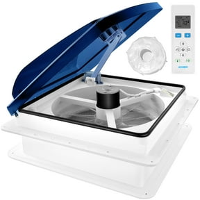 Kohree 14" RV Vent Fan,12V Super Quiet Fan-10 Speed Intake & Exhaust- with Remote Control & Sealing tape for Camper Trailer Bathroom,Blue