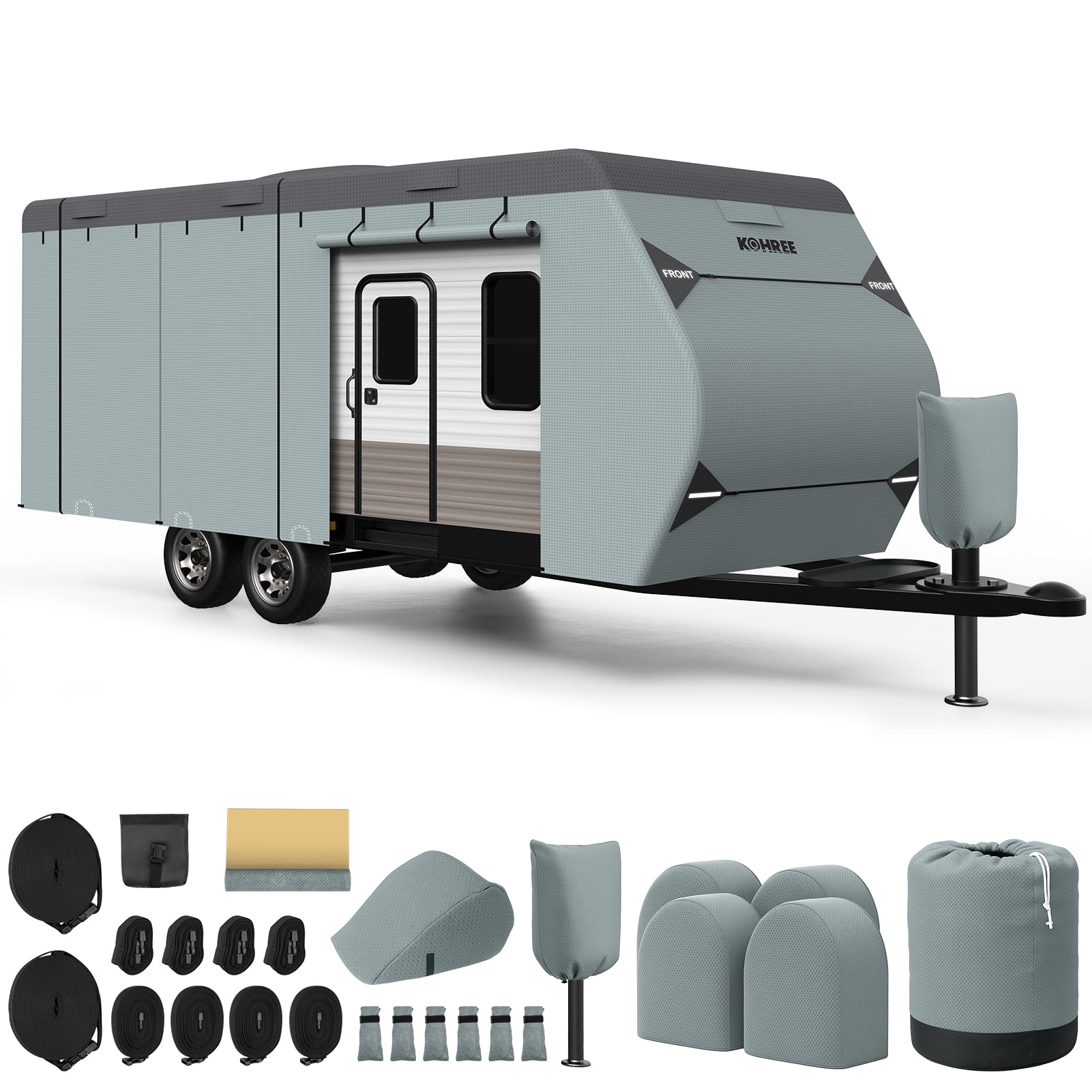 Walmart Black Friday Deals 2025 Kohree Travel Trailer RV Cover 7 Layers top Fits 18'-20' Reinforced windproof side-straps Anti-UV water-resistance heavy duty for Trailer RV