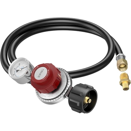 Kohree Upgrade 4FT Adjustable Propane Regulator with Hose High Pressure 3/8 in Flare Fitting for Fire Pit, Fryers, Burners, Heaters, QCC1 Tank, BBQ Grill, Stoves