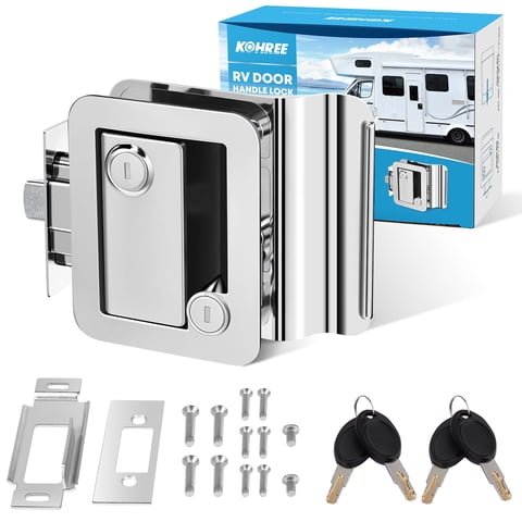 Kohree Upgraded RV Entry Door Lock with Paddle Deadbolt, Replacement RV Door Lock with Keys for Travel Camper Trailer,Chrome