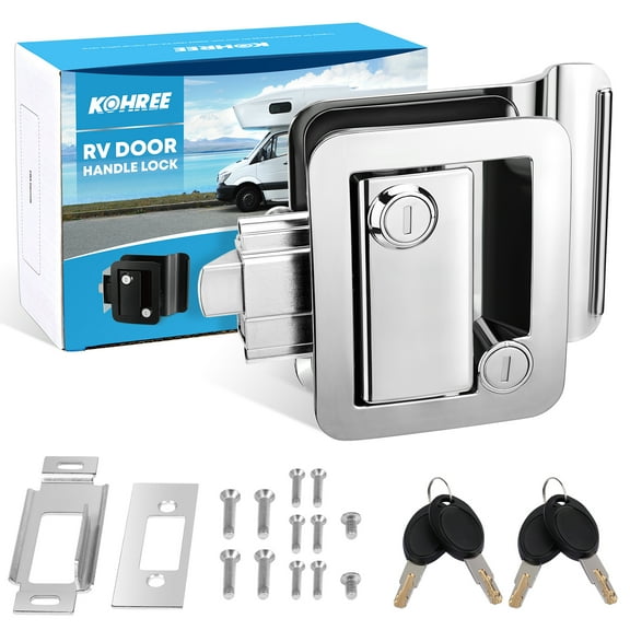 Kohree Upgraded RV Entry Door Lock with Paddle Deadbolt, Replacement RV Door Lock with Keys for Travel Camper Trailer,Chrome