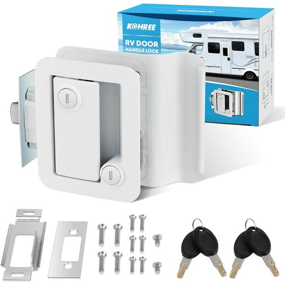 Kohree Upgraded RV Entry Door Lock with Paddle Deadbolt, Replacement RV Door Lock with Keys for Travel Camper Trailer,White