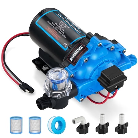 Kohree Upgraded RV Water Pump 7GPM 70PSI, 12V DC Water Pump, Self-Priming for Boat, RV, Marine, Yacht, Caravan