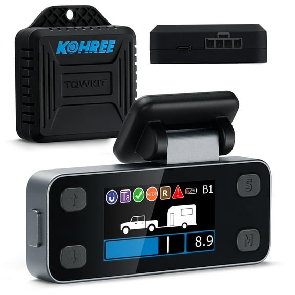 Kohree Upgraded Trailer Brake Controller Kit, Split Design, LCD Screen, Smart Chip, Proportional Braking, Electric Brake Controller for Trailers with 1-4 Axles