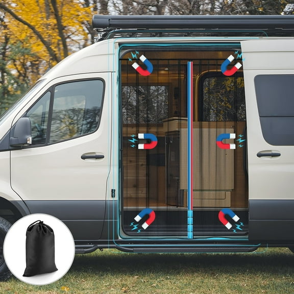 Kohree Van Bug Screen, Full Magnetic Strips Door Mesh Curtain for Side Door and Rear Door Flyscree Mosquito Net for Mercedes Sprinter Motorhome Camper
