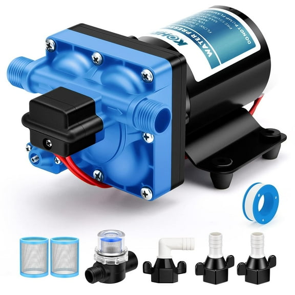 Kohree Water Pressure Diaphragm Pump Self-Priming Pump 12V DC 55PSI 3.5GPM for Boat, RV, Marine, Yacht, Caravan