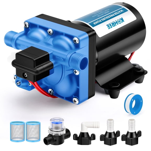 Kohree Water Pressure Diaphragm Pump Self-Priming Pump 12V DC 55PSI 5.5GPM for Boat, RV, Marine, Yacht, Caravan