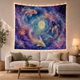 thumbnail image 1 of Koi Among Lotus Flowers Around a Glowing Moon, Serene Fantasy for Space Lovers, Celestial Wall Art, Housewarming Gift, Tapestry Wall Hanging for Bedroom and Living Room, 1 of 7