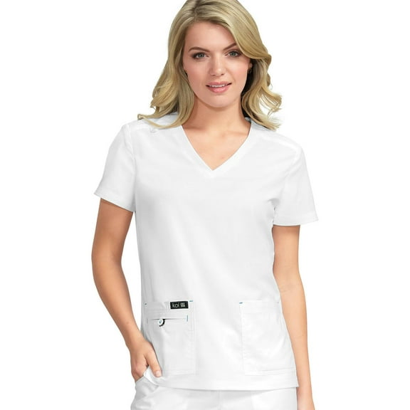 Koi Basics 373 "Becca" V-Neck Scrub Top-White-XX-Large