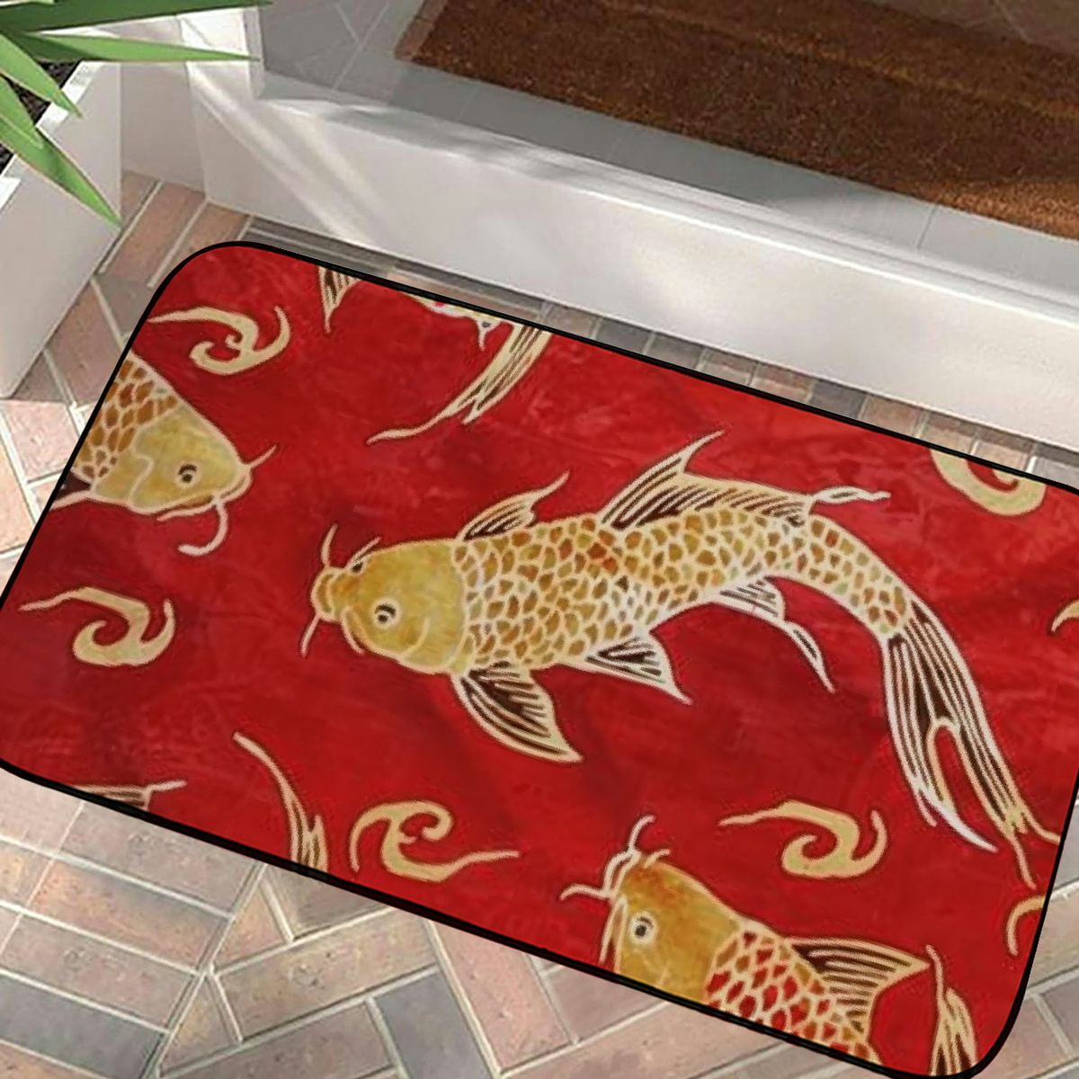 Koi Carp Fish Red Japanese Doormat Indoor Outdoor Entrance Floor Mat