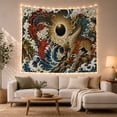thumbnail image 1 of Koi and Dragon in Eclipse Over Crashing Waves, Mystical Illustration for Fantasy Art Lovers, Asian Inspired Wall Decor, Housewarming Gift, Tapestry Wall Hanging for Bedroom and Living Room, 1 of 7