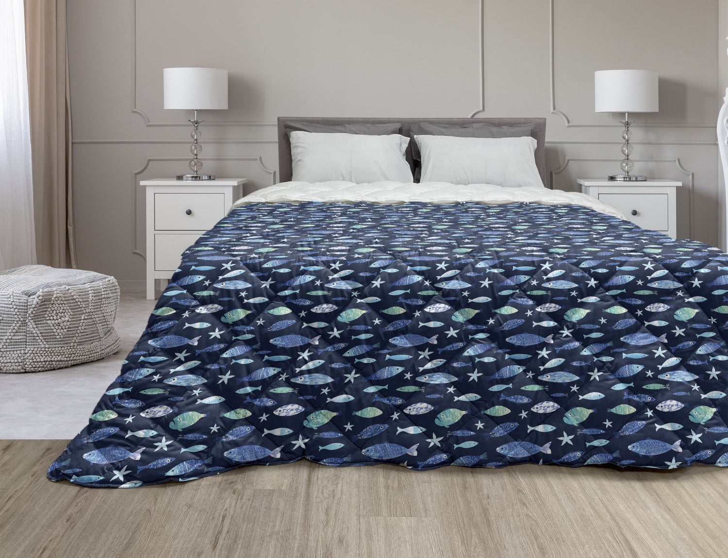 Comforter Fish Pattern Koi Fish Down Alternative Comforter, Carp Koi Sketch Drawing with ...