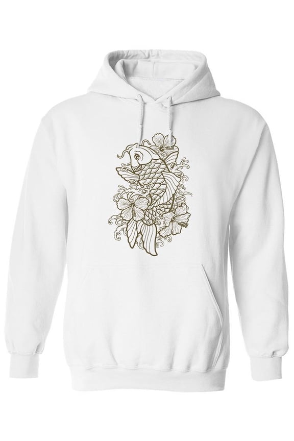 Koi Fish And Flowers Hoodie Men -Image by Shutterstock, Male Small