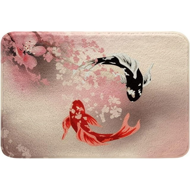 Koi Fish Bathroom Rugs Pastel Pinik Cherry Blossom Rug Japanese Style