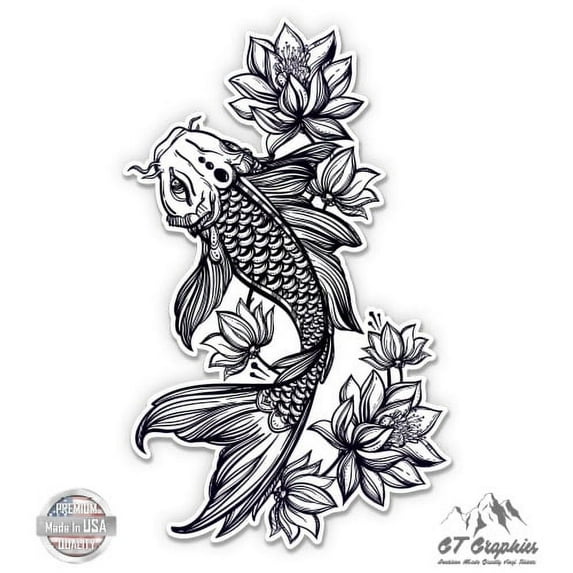 Koi Fish Beautiful - 12" Vinyl Sticker Waterproof Decal