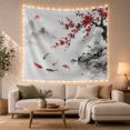 thumbnail image 1 of Koi Fish With Cherry Blossoms and Misty Mountains, Mystical Japanese Inspired for Nature Lovers, Asian Decor Wall Art, Housewarming Gift, Tapestry Wall Hanging for Bedroom and Living Room, 1 of 7
