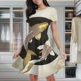 thumbnail image 1 of Koi Fish Circle Art Print Women's Classic Swing Skater Dress Casual Work Party Cocktail Dresses, 1 of 6
