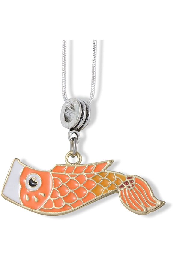 Koi Fish Coi Charm Snake Chain Necklace