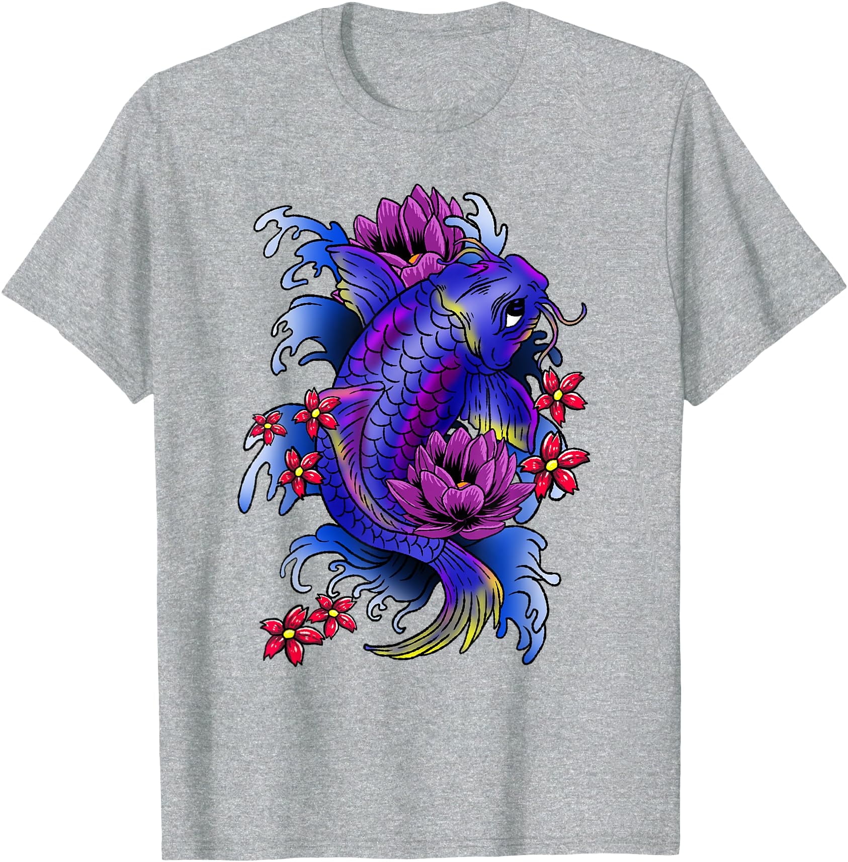 Japanese Koi Carp Fish Nishikigoi Estetico Cherry Blossom Maglietta - Foto 8