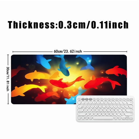 Koi Fish Design Rubber Mouse Pad 31.5 x 11.82 Inches for Office and Gaming Desk