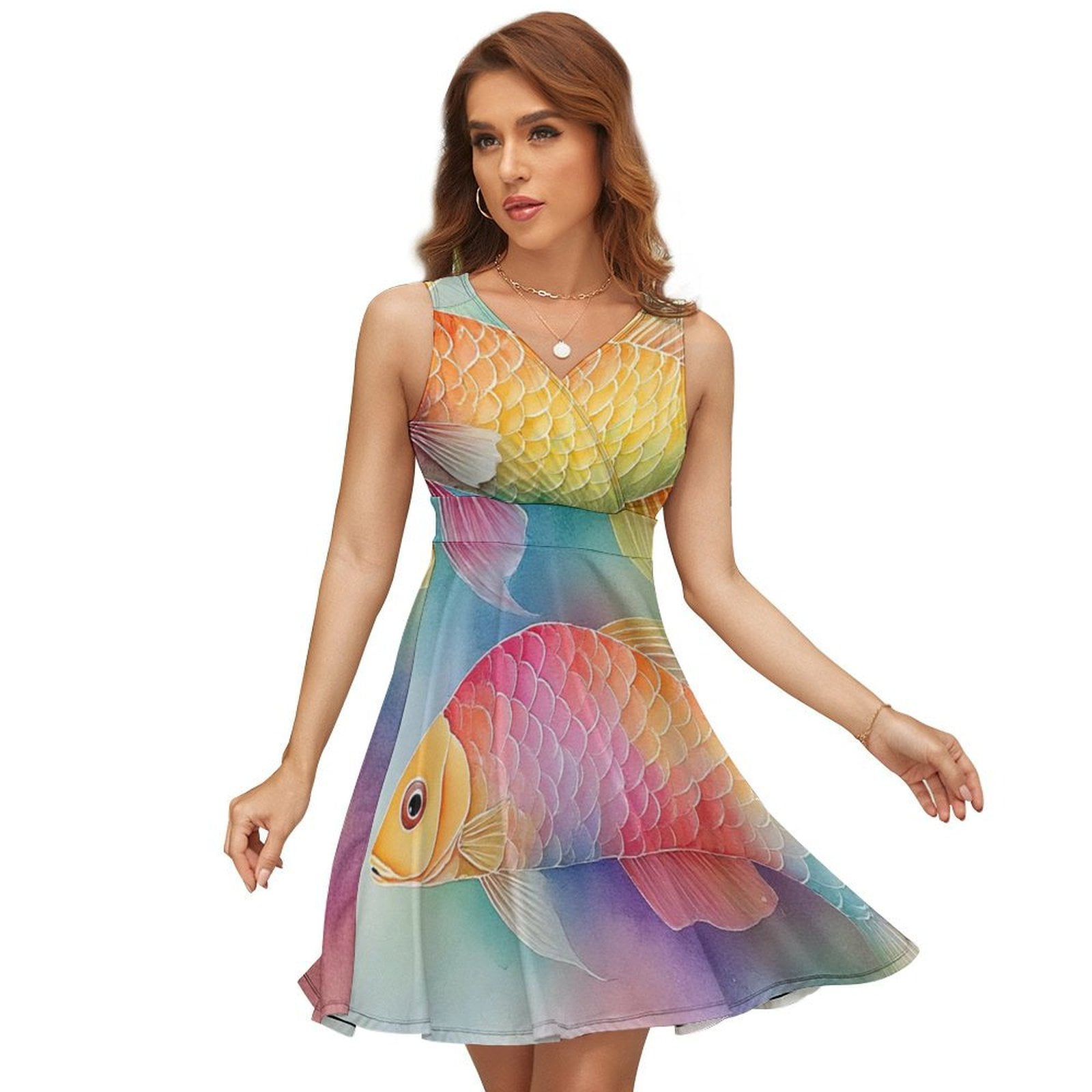 Koi Fish Print Pattern Dress main image 0